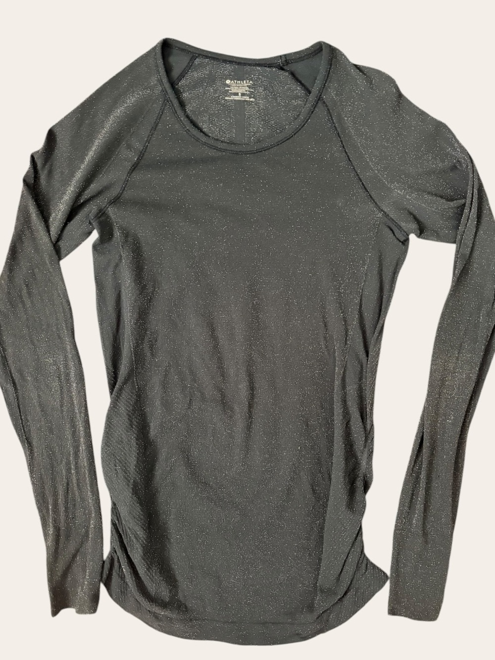 Athleta Speedlight Glow Long Sleeve Ruched Workout Top Black Small - Picture 3 of 8
